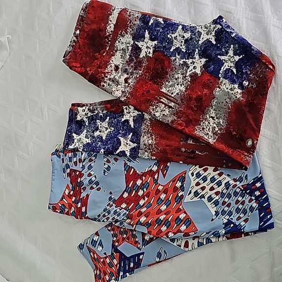 LuLaRoe Pants - 2 LulaRoe USA Leggings, Red, White & Blue, Adult One Size